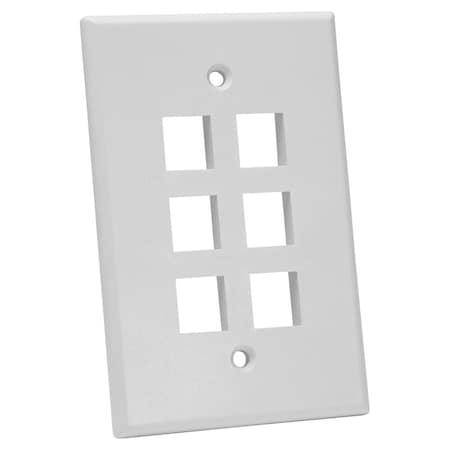Quest Technology International Oversized Keystone Wall Plate, Single-Gang - 6 Ports, White NFP-5068